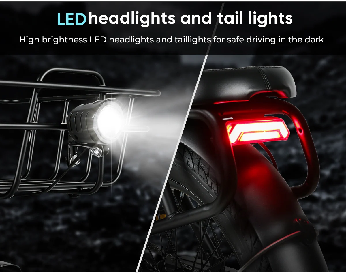 LED-Front- und Rücklicht des SAMEBIKE CY20 Pro-FT