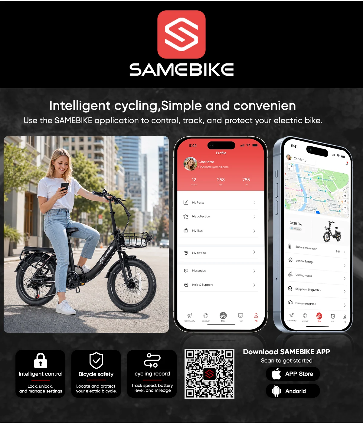 SAMEBIKE App zur Unterstützung des CY20 Pro-FT
